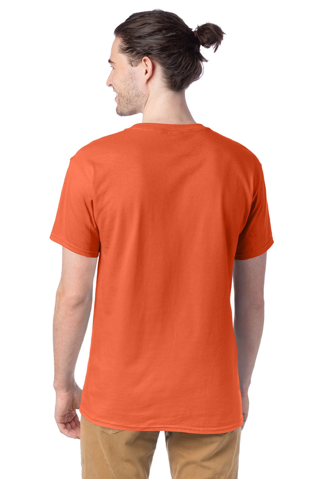 Hanes 5280 Mens Essential-T Short Sleeve Crewneck T-Shirt Texas Orange Model Back