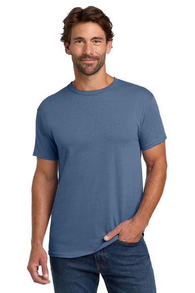 Hanes 5280 Mens Essential-T Short Sleeve Crewneck T-Shirt Denim Blue Model Front