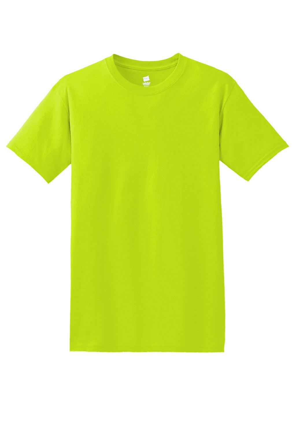 Hanes 5280 Mens Essential-T Short Sleeve Crewneck T-Shirt Safety Green Flat Front