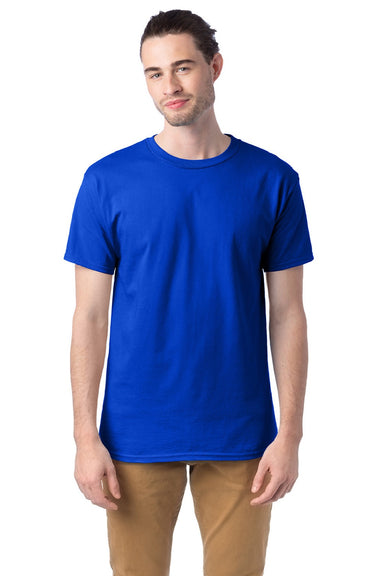 Hanes 5280 Mens Essential-T Short Sleeve Crewneck T-Shirt Athletic Royal Blue Model Front
