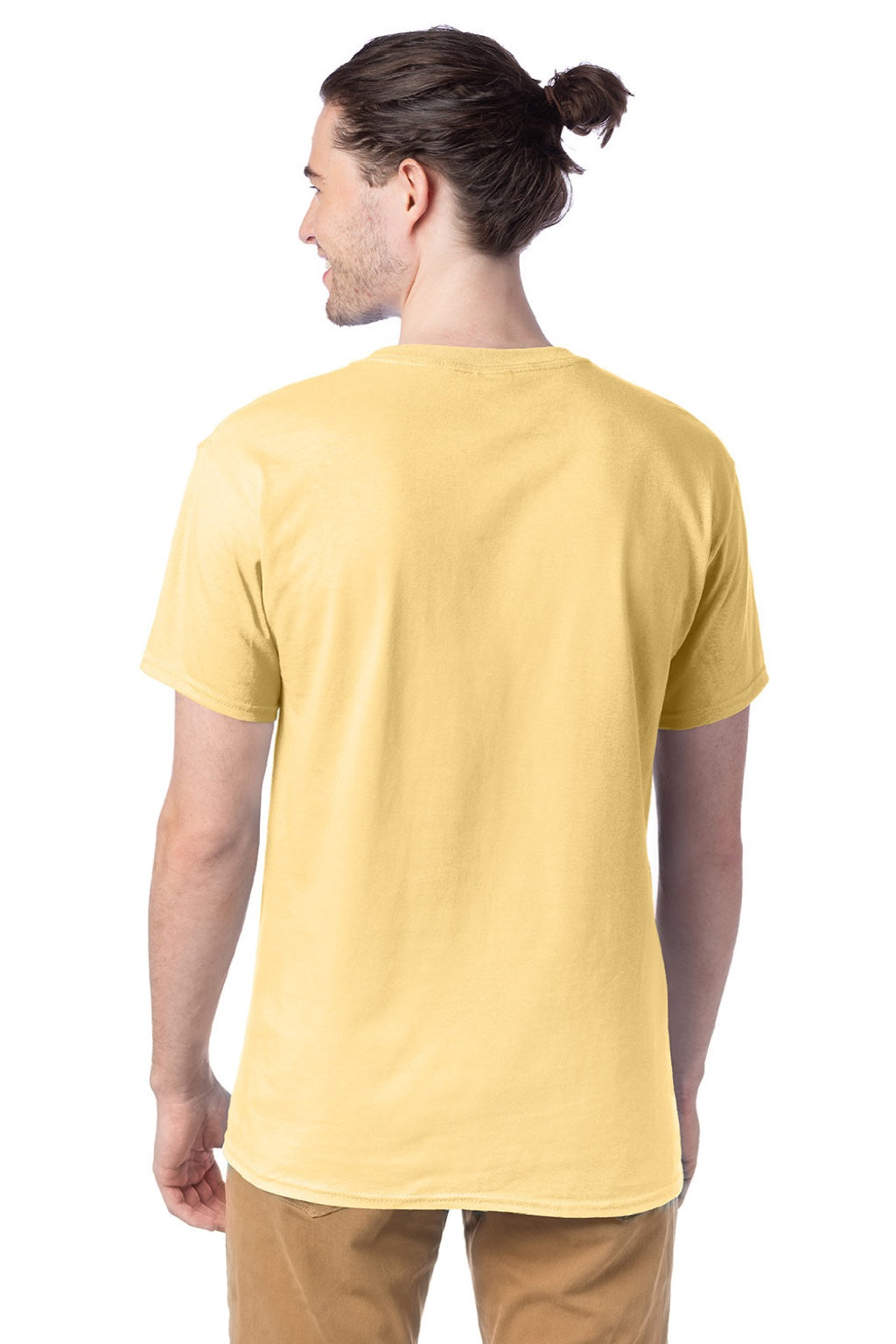 Hanes 5280 Mens Essential-T Short Sleeve Crewneck T-Shirt Athletic Gold Model Back