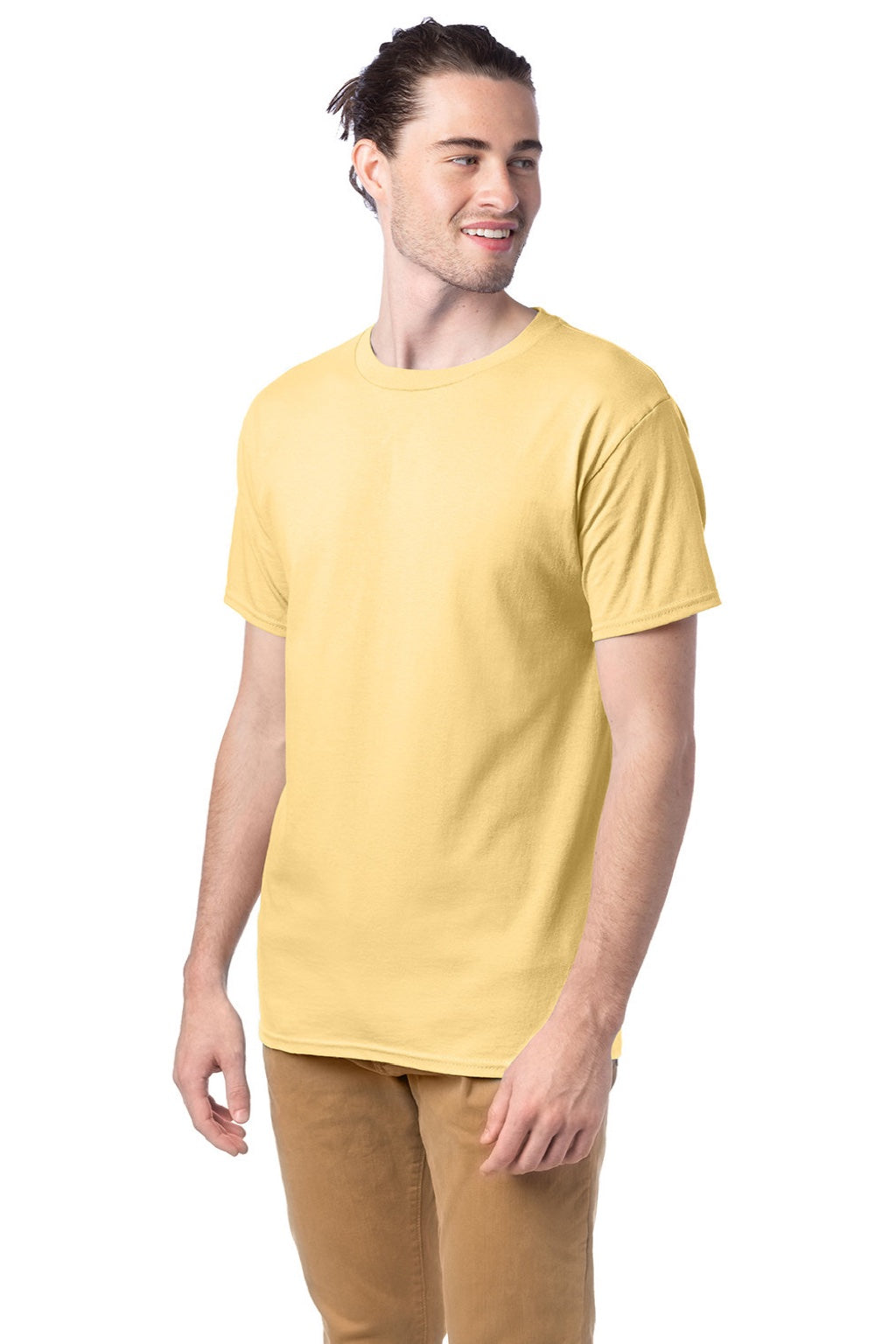 Hanes 5280 Mens Essential-T Short Sleeve Crewneck T-Shirt Athletic Gold Model 3Q