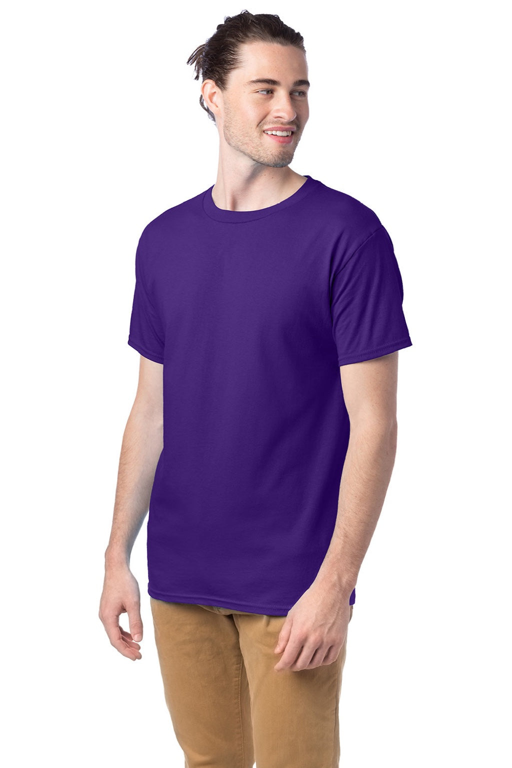 Hanes 5280 Mens Essential-T Short Sleeve Crewneck T-Shirt Athletic Purple Model 3Q