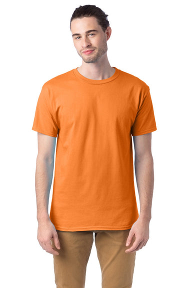Hanes 5280 Mens Essential-T Short Sleeve Crewneck T-Shirt Tennessee Orange Model Front