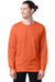 Hanes 5286 Mens Essential-T Long Sleeve Crewneck T-Shirt Texas Orange Model Front