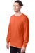 Hanes 5286 Mens Essential-T Long Sleeve Crewneck T-Shirt Texas Orange Model 3Q