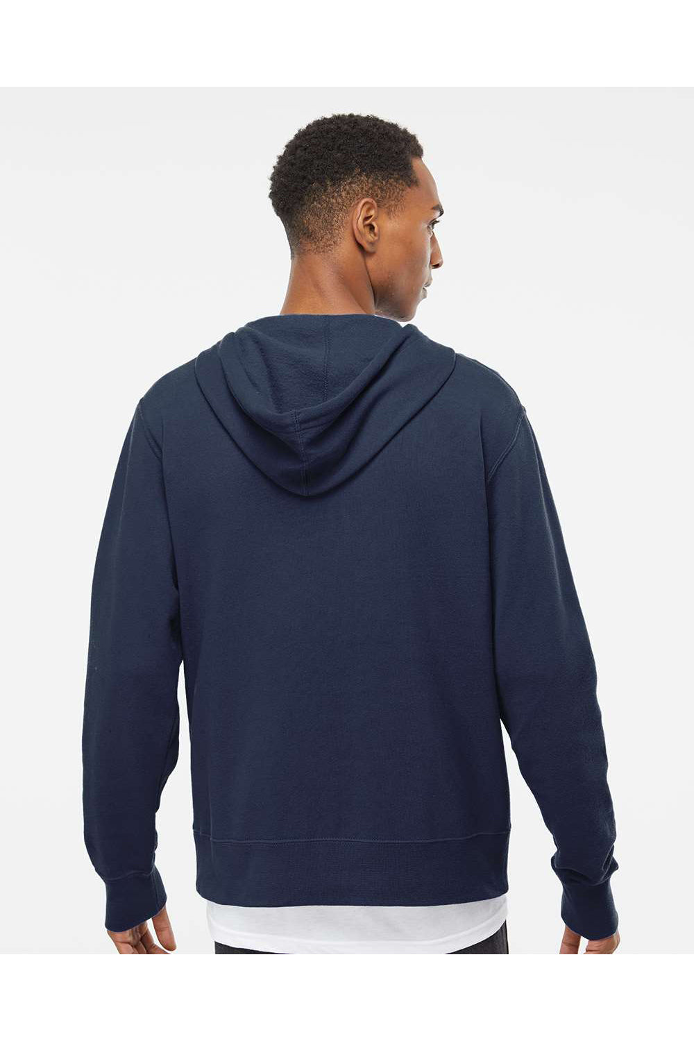 Independent Trading Co. AFX90UNZ Mens Full Zip Hooded Sweatshirt Hoodie Slate Blue Model Back
