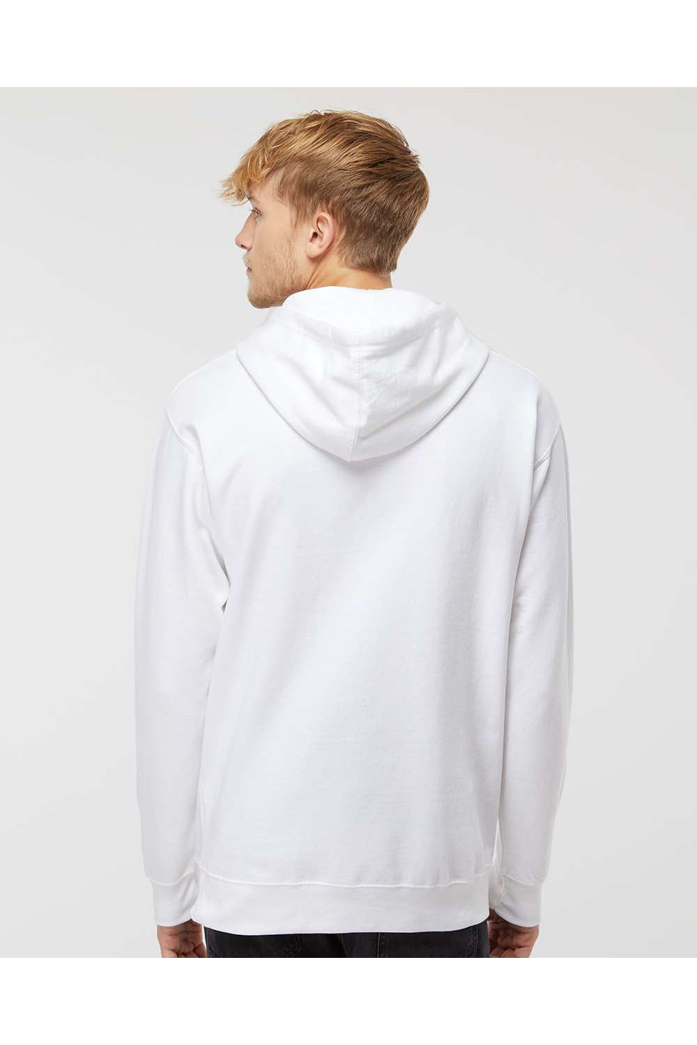 Independent Trading Co. SS4500 Mens Hooded Sweatshirt Hoodie White Model Back