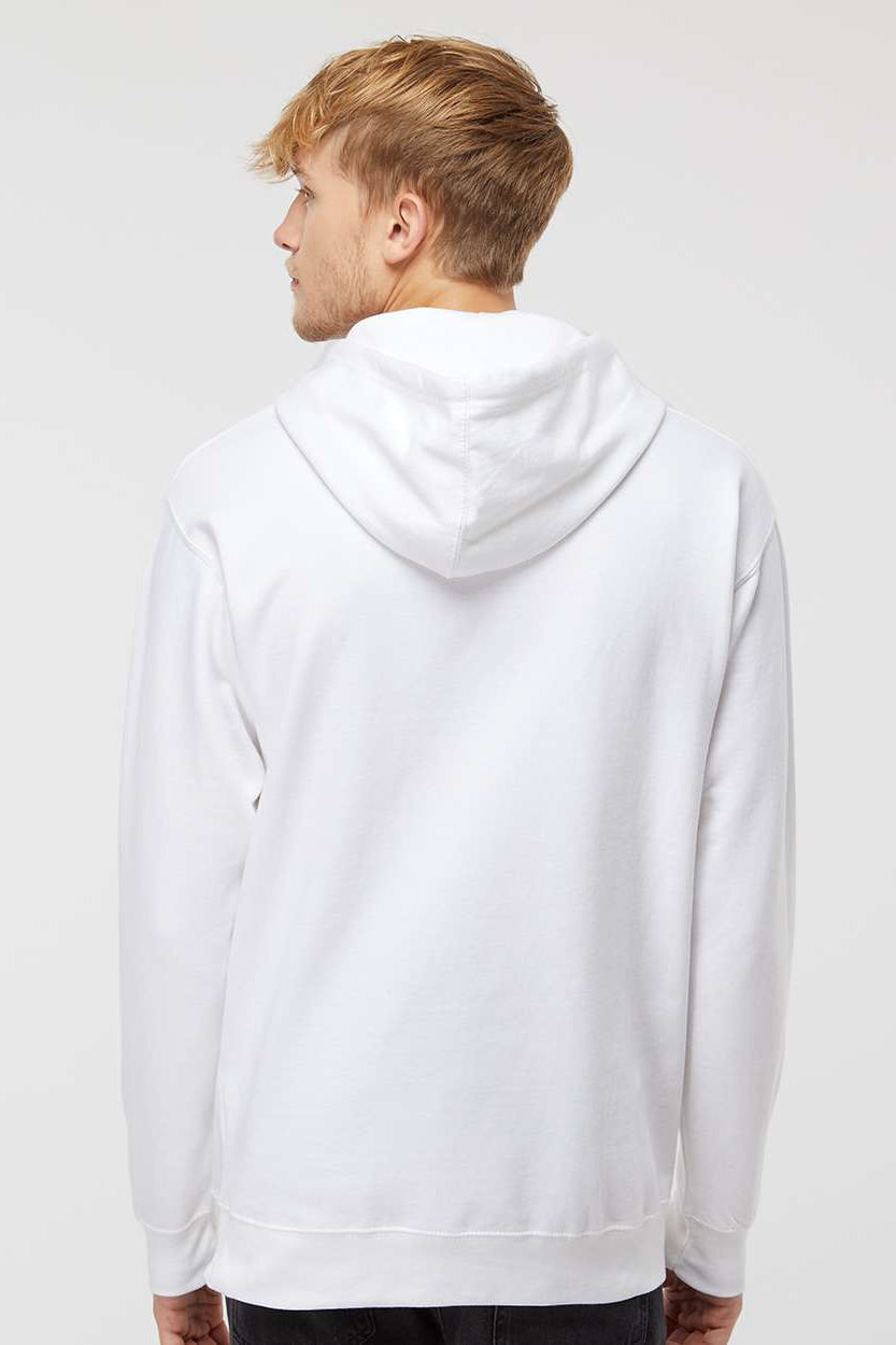 Independent Trading Company SS4500 Mens Hooded Sweatshirt Hoodie w/ Pouch Pocket White Model Back