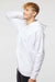 Independent Trading Company SS4500 Mens Hooded Sweatshirt Hoodie w/ Pouch Pocket White Model Side
