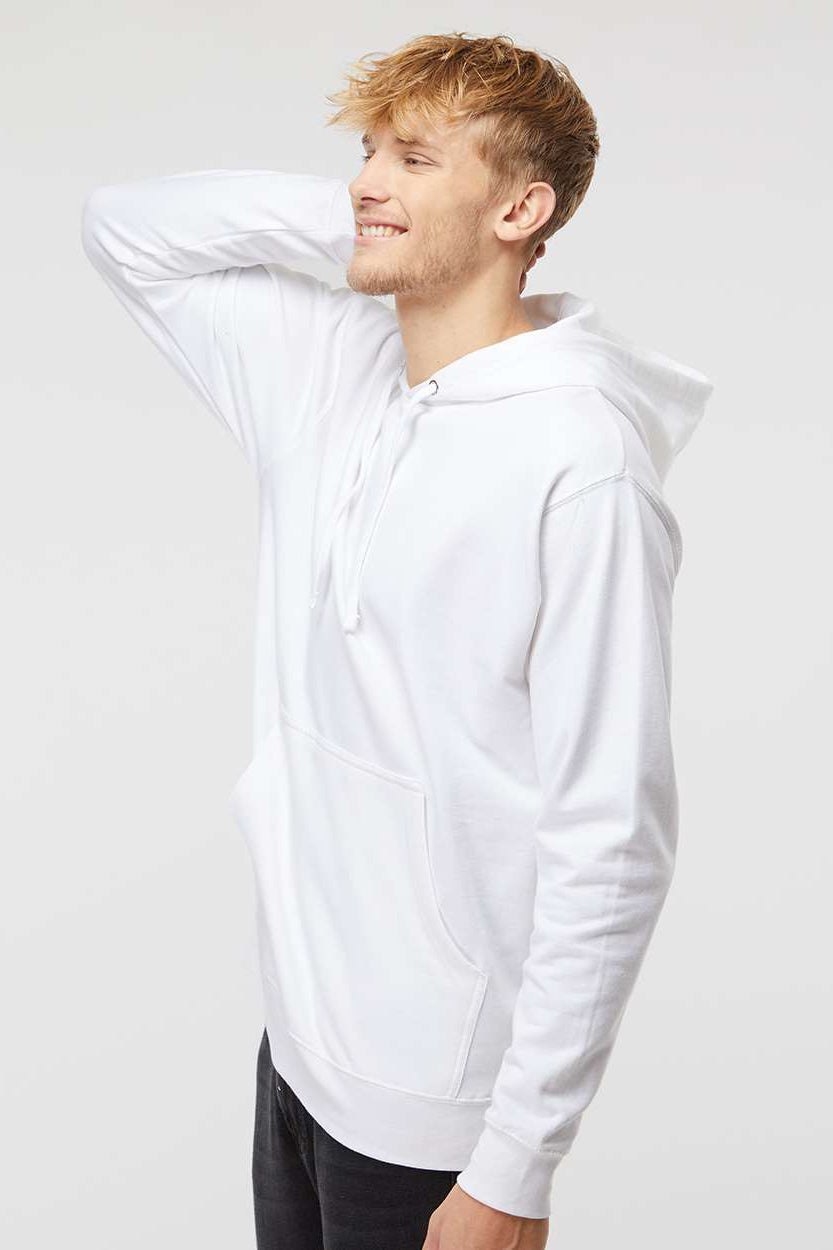 Independent Trading Company SS4500 Mens Hooded Sweatshirt Hoodie w/ Pouch Pocket White Model Side