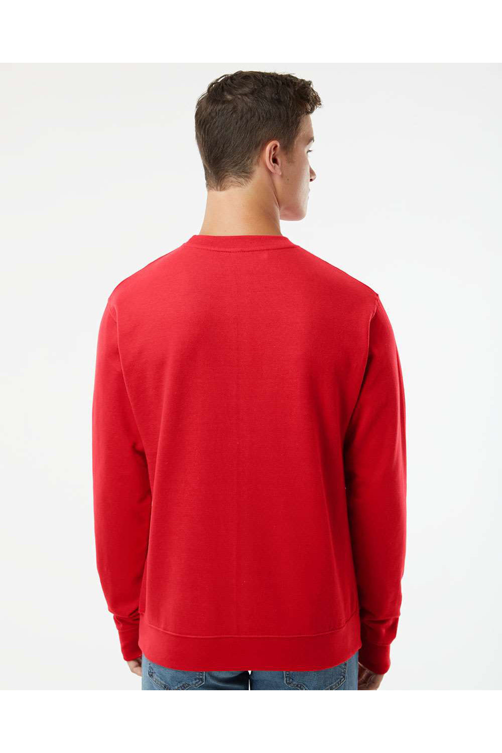 Independent Trading Co. SS3000 Mens Crewneck Sweatshirt Red Model Back