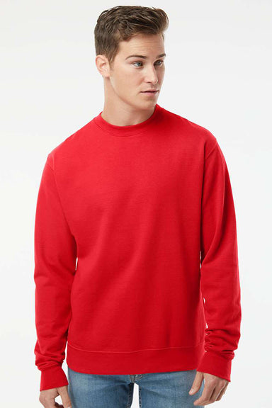 Independent Trading Company SS3000 Mens Crewneck Sweatshirt Red Model Front