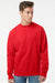 Independent Trading Company SS3000 Mens Crewneck Sweatshirt Red Model Front