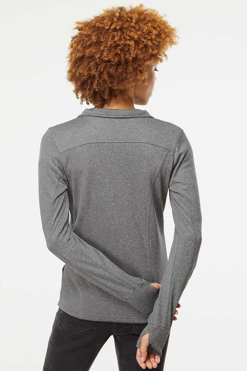 Independent Trading Company EXP60PAZ Womens Poly Tech Full Zip Track Jacket Heather Gunmetal Grey Model Back