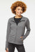 Independent Trading Company EXP60PAZ Womens Poly Tech Full Zip Track Jacket Heather Gunmetal Grey Model Front