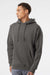 Independent Trading Company IND4000 Mens Hooded Sweatshirt Hoodie w/ Pouch Pocket Charcoal Grey Model Front