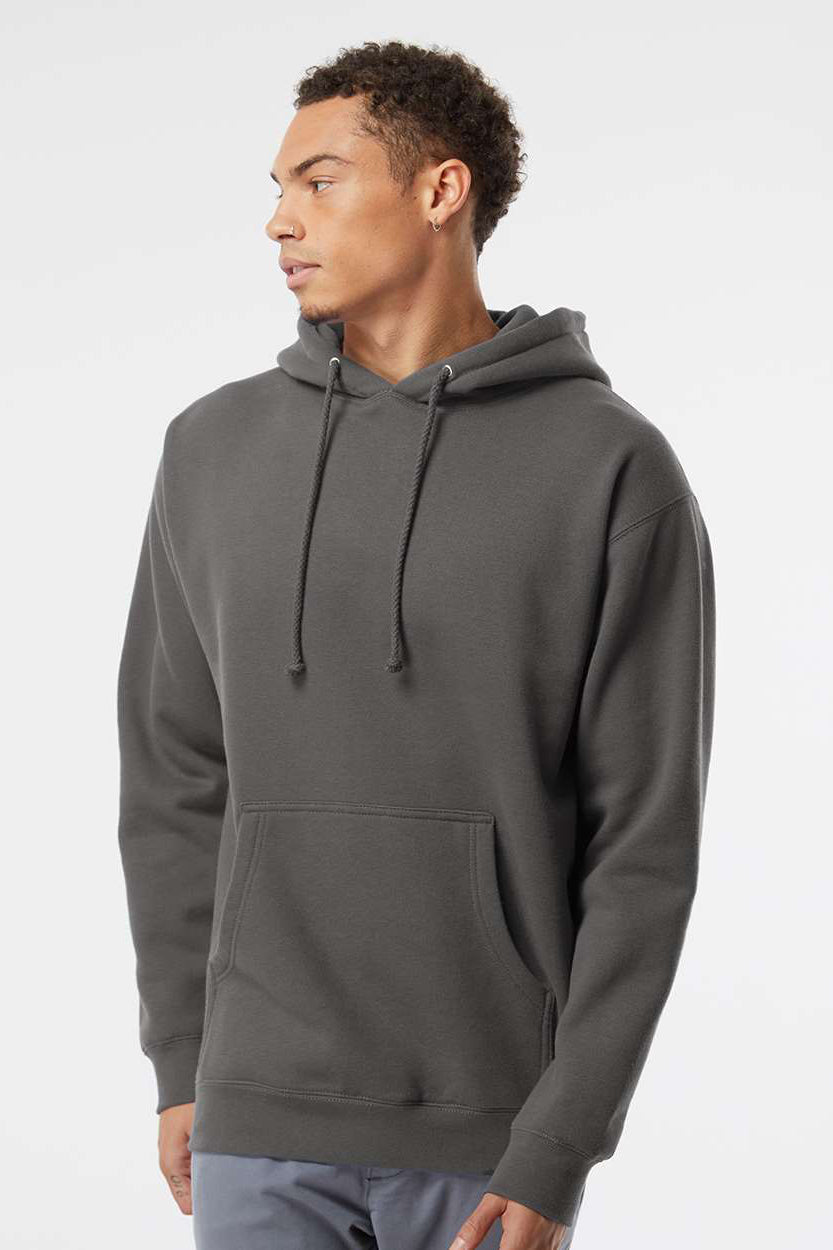 Independent Trading Company IND4000 Mens Hooded Sweatshirt Hoodie w/ Pouch Pocket Charcoal Grey Model Front
