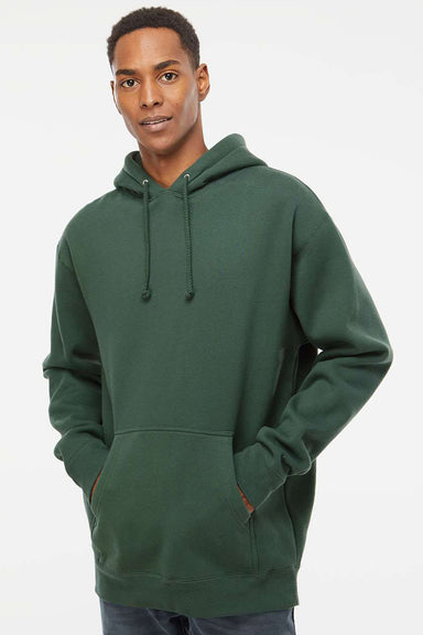 Independent Trading Company IND4000 Mens Hooded Sweatshirt Hoodie w/ Pouch Pocket Alpine Green Model Front