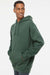 Independent Trading Company IND4000 Mens Hooded Sweatshirt Hoodie w/ Pouch Pocket Alpine Green Model Side