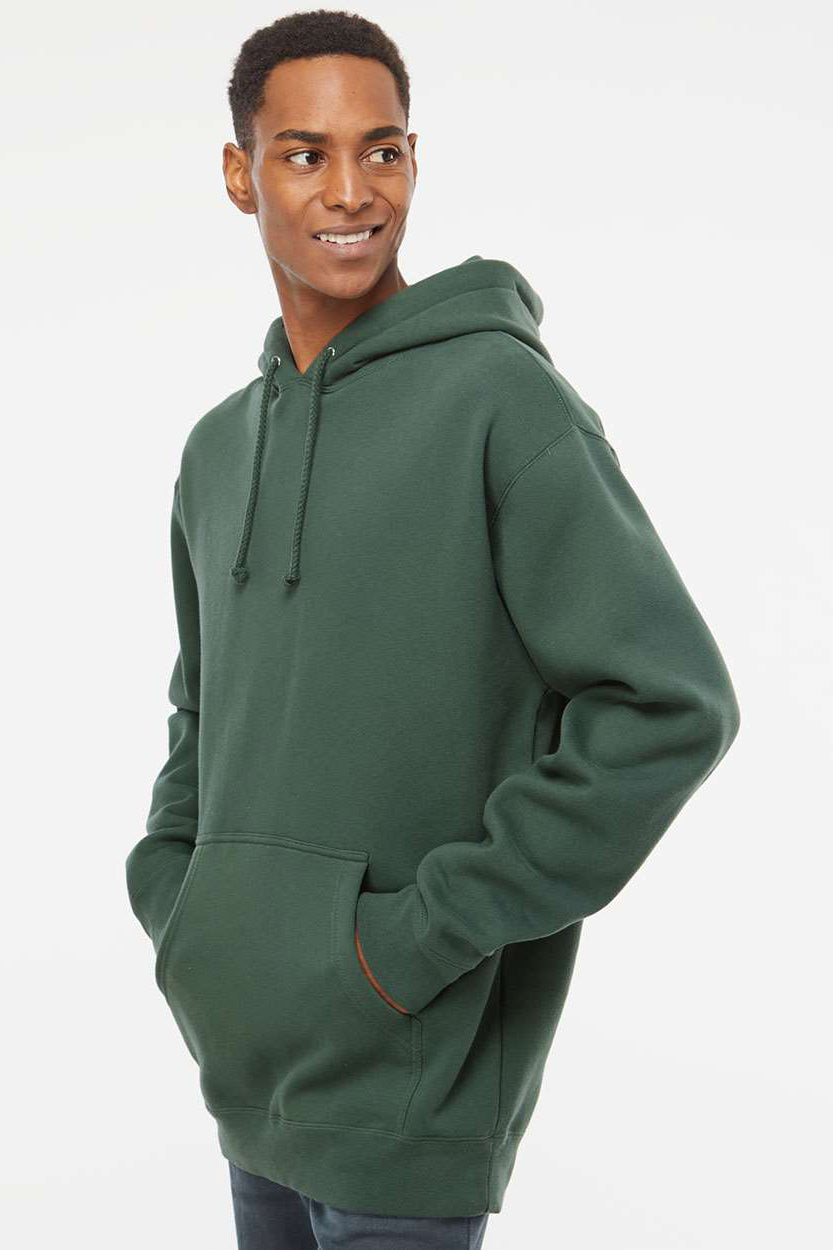 Independent Trading Company IND4000 Mens Hooded Sweatshirt Hoodie w/ Pouch Pocket Alpine Green Model Side