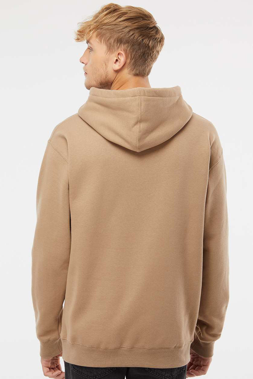 Independent Trading Company IND4000 Mens Hooded Sweatshirt Hoodie w/ Pouch Pocket Sandstone Brown Model Back