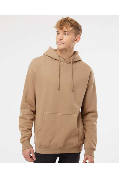 Independent Trading Co. IND4000 Mens Hooded Sweatshirt Hoodie Sandstone Brown Model Front