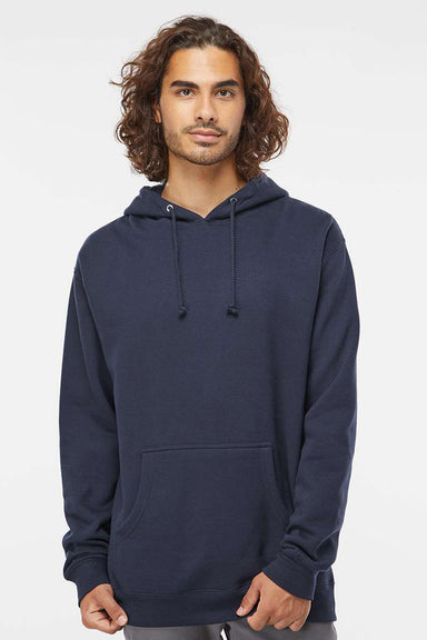 Independent Trading Company IND4000 Mens Hooded Sweatshirt Hoodie w/ Pouch Pocket Slate Blue Model Front
