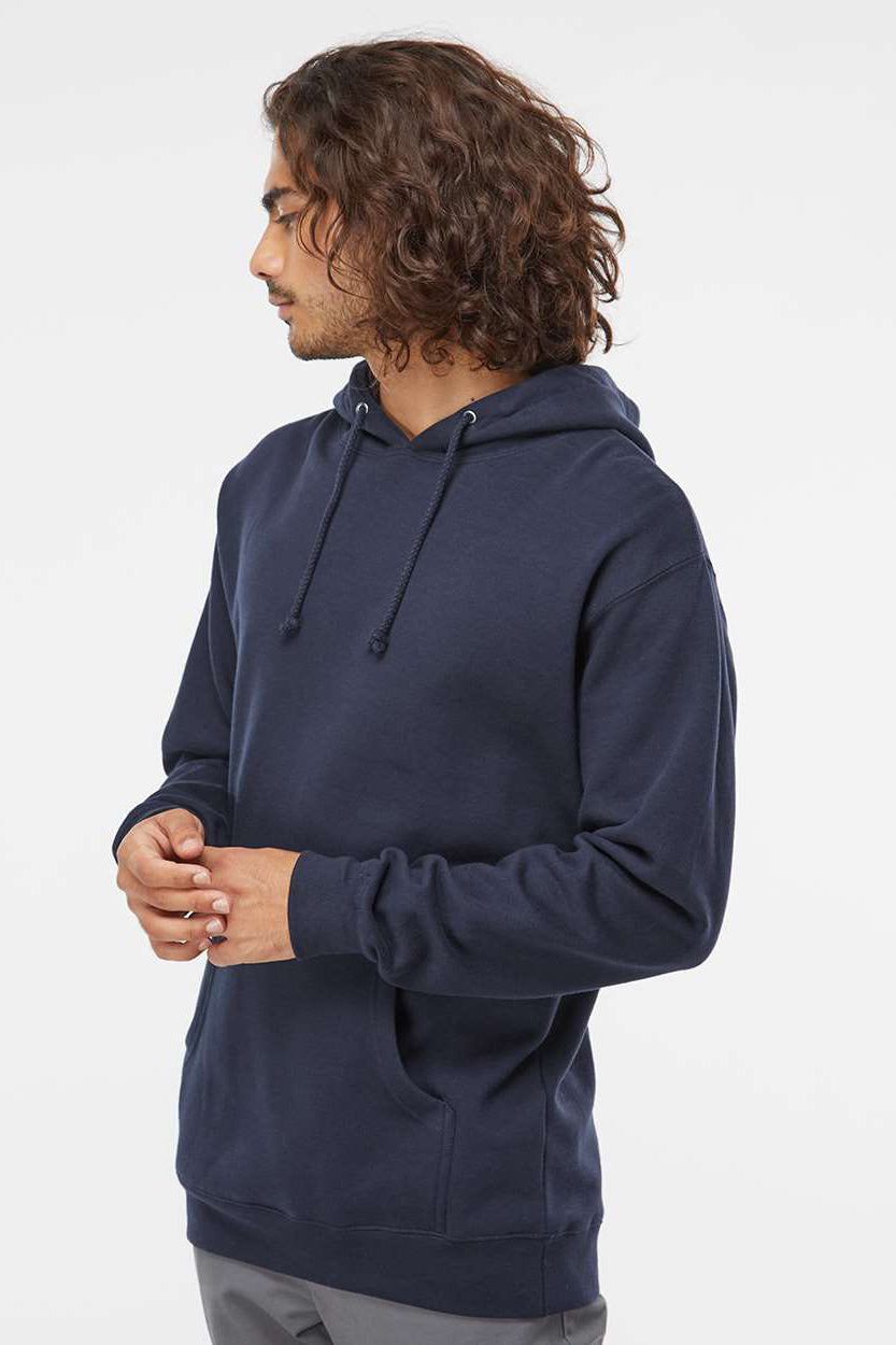 Independent Trading Company IND4000 Mens Hooded Sweatshirt Hoodie w/ Pouch Pocket Slate Blue Model Side
