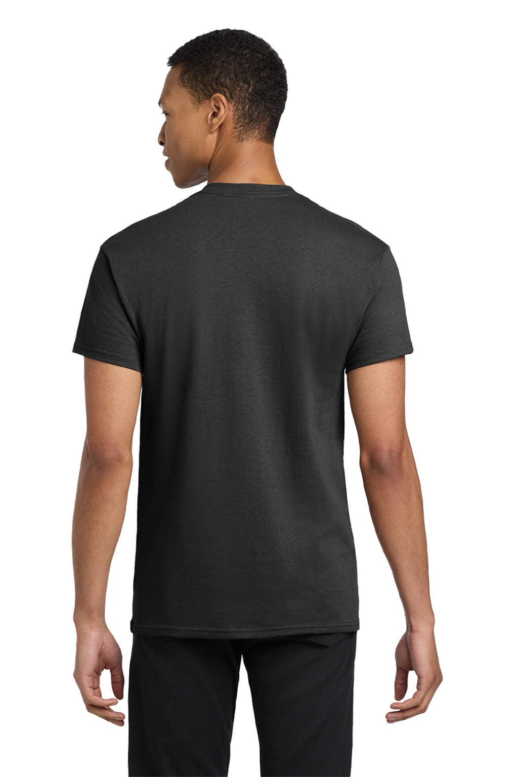 Gildan 5300 Mens Short Sleeve Crewneck T-Shirt w/ Pocket Black Model Back