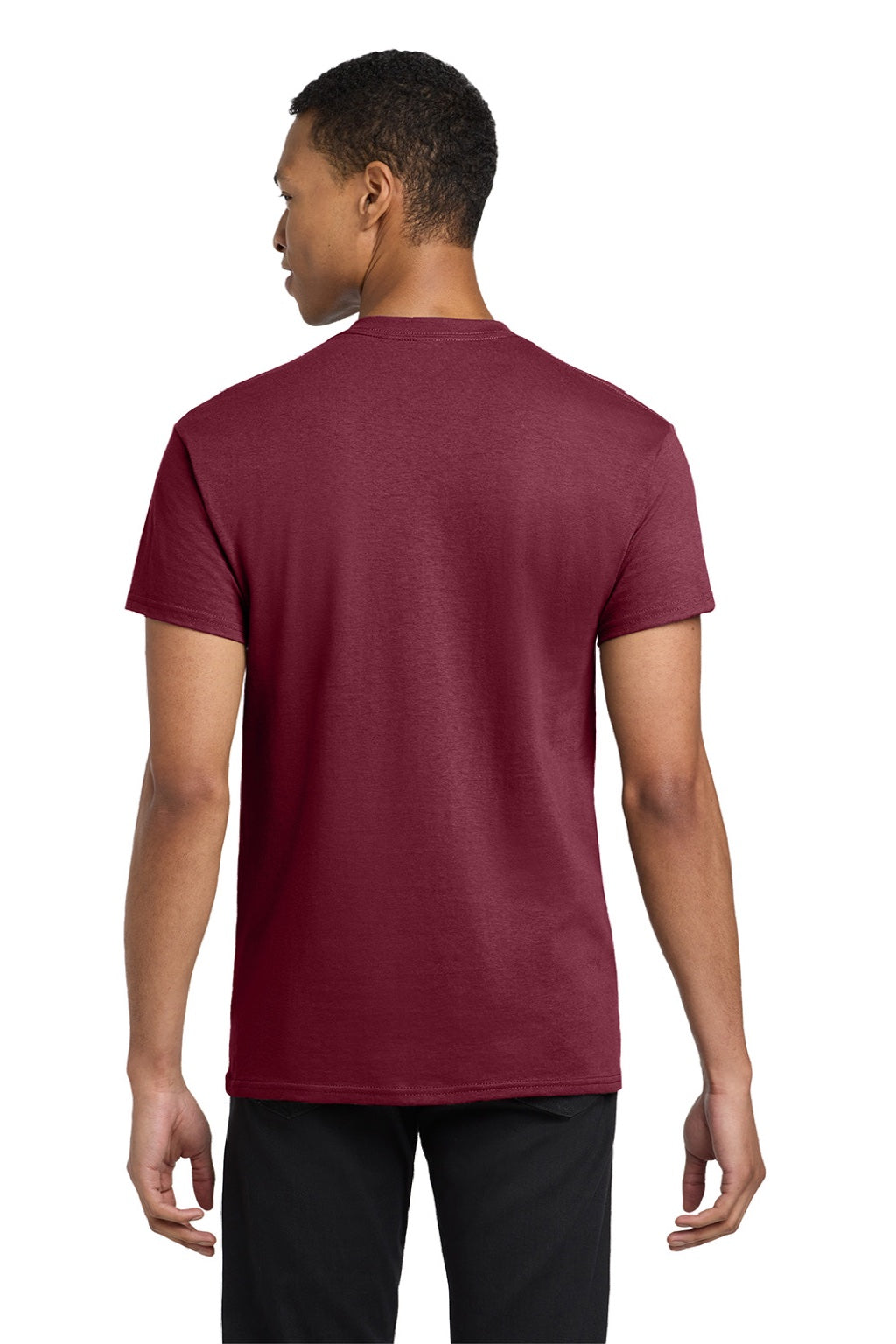 Gildan 5300 Mens Short Sleeve Crewneck T-Shirt w/ Pocket Maroon Model Back