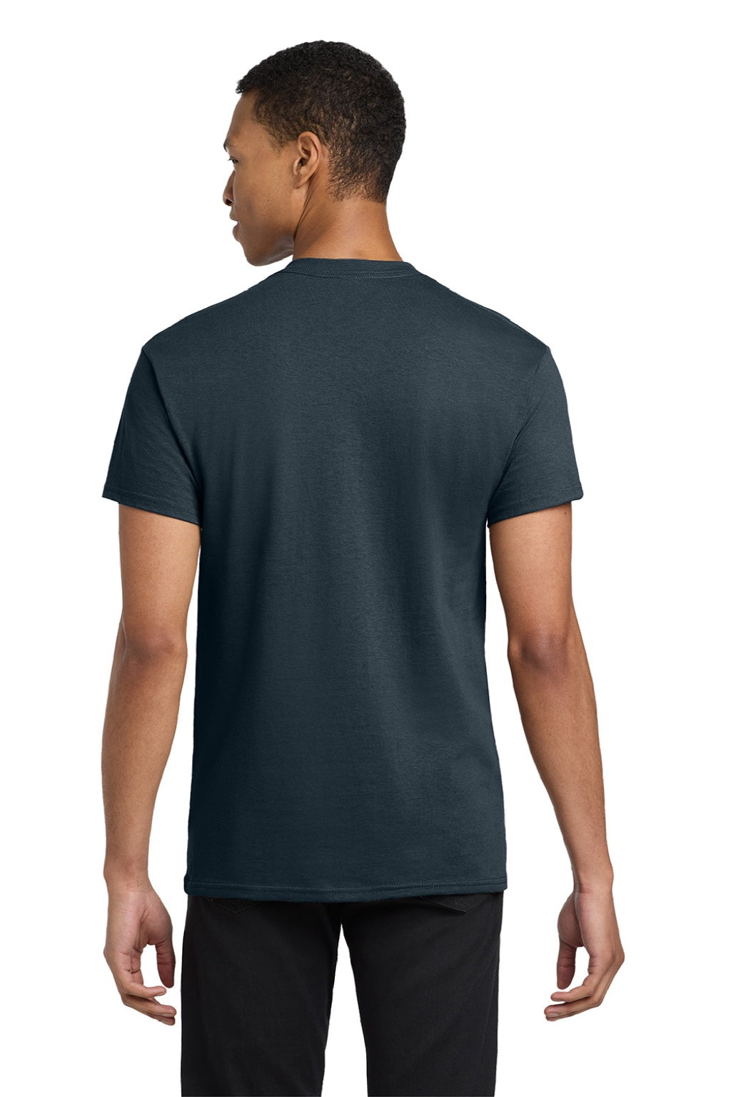 Gildan 5300 Mens Short Sleeve Crewneck T-Shirt w/ Pocket Navy Blue Model Back