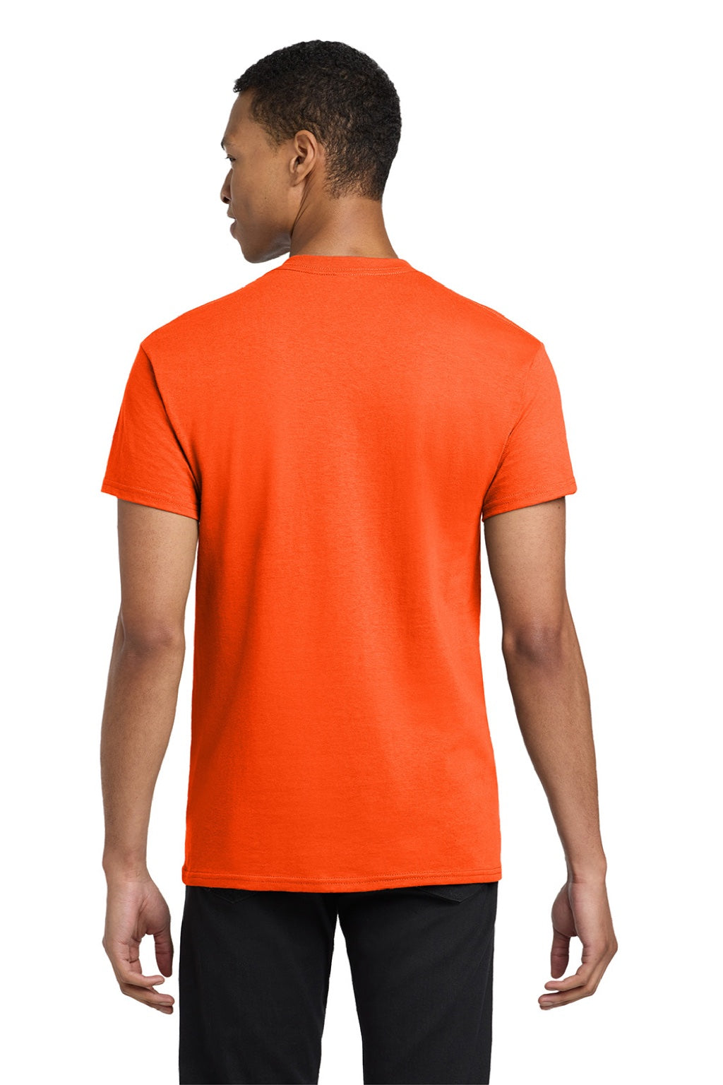 Gildan 5300 Mens Short Sleeve Crewneck T-Shirt w/ Pocket Orange Model Back