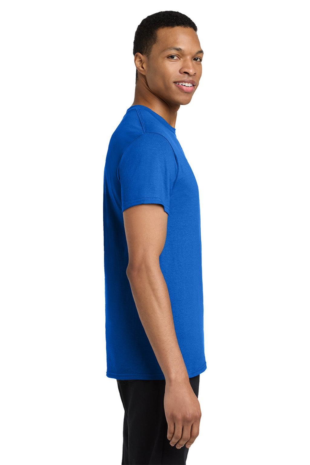 Gildan 5300 Mens Short Sleeve Crewneck T-Shirt w/ Pocket Royal Blue Model Side