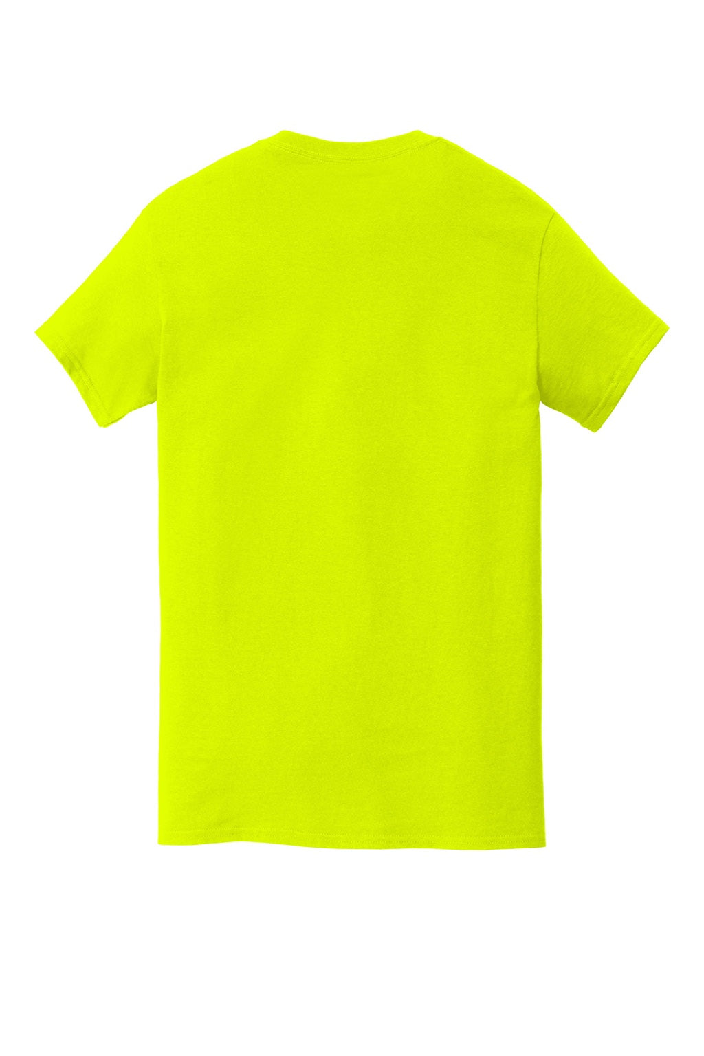 Gildan 5300 Mens Short Sleeve Crewneck T-Shirt w/ Pocket Safety Green Flat Back