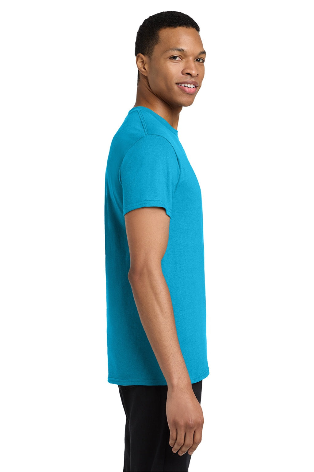 Gildan 5300 Mens Short Sleeve Crewneck T-Shirt w/ Pocket Sapphire Blue Model Side