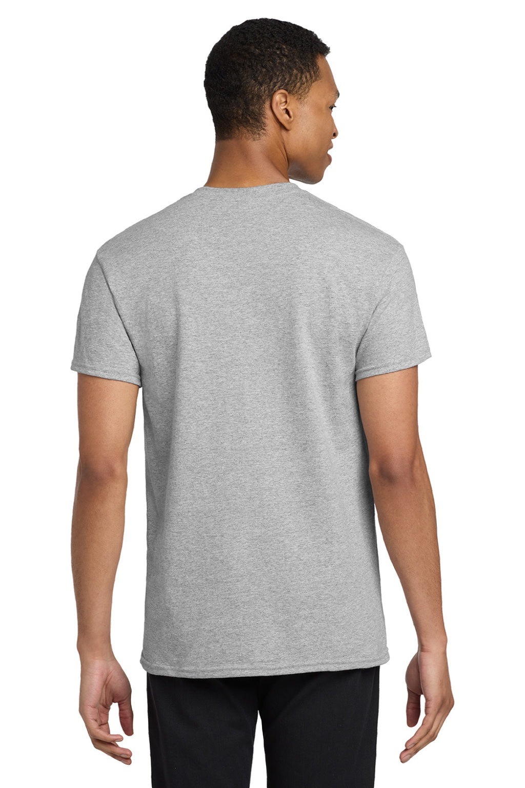 Gildan 5300 Mens Short Sleeve Crewneck T-Shirt w/ Pocket Sport Grey Model Back
