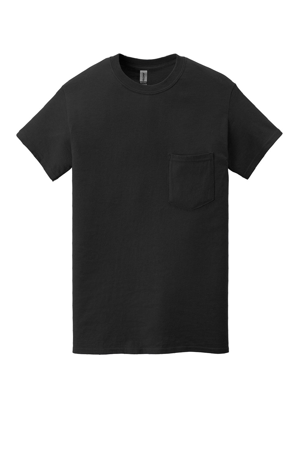 Gildan 5300 Mens Short Sleeve Crewneck T-Shirt w/ Pocket Black Flat Front
