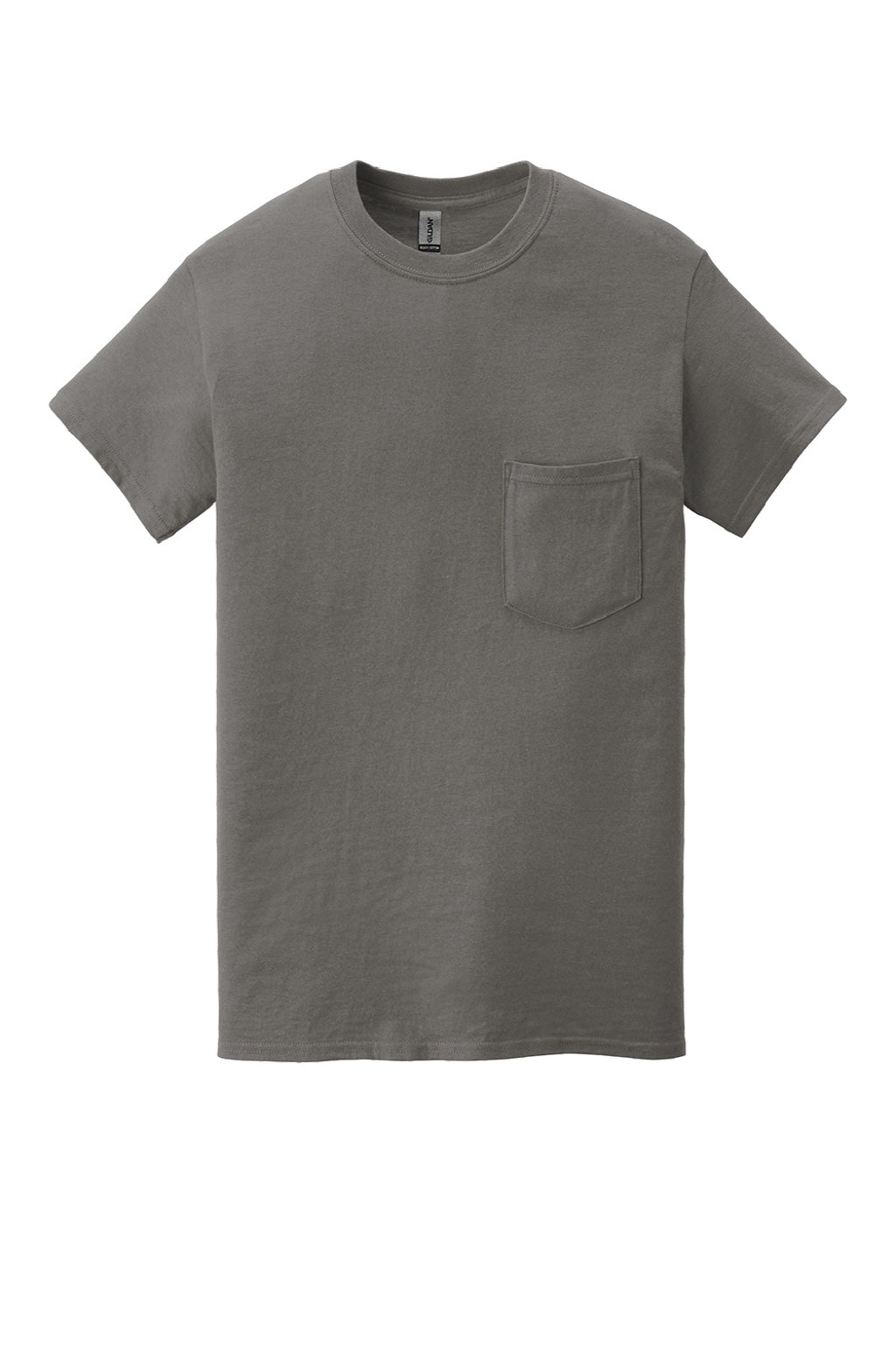 Gildan 5300 Mens Short Sleeve Crewneck T-Shirt w/ Pocket Charcoal Grey Flat Front