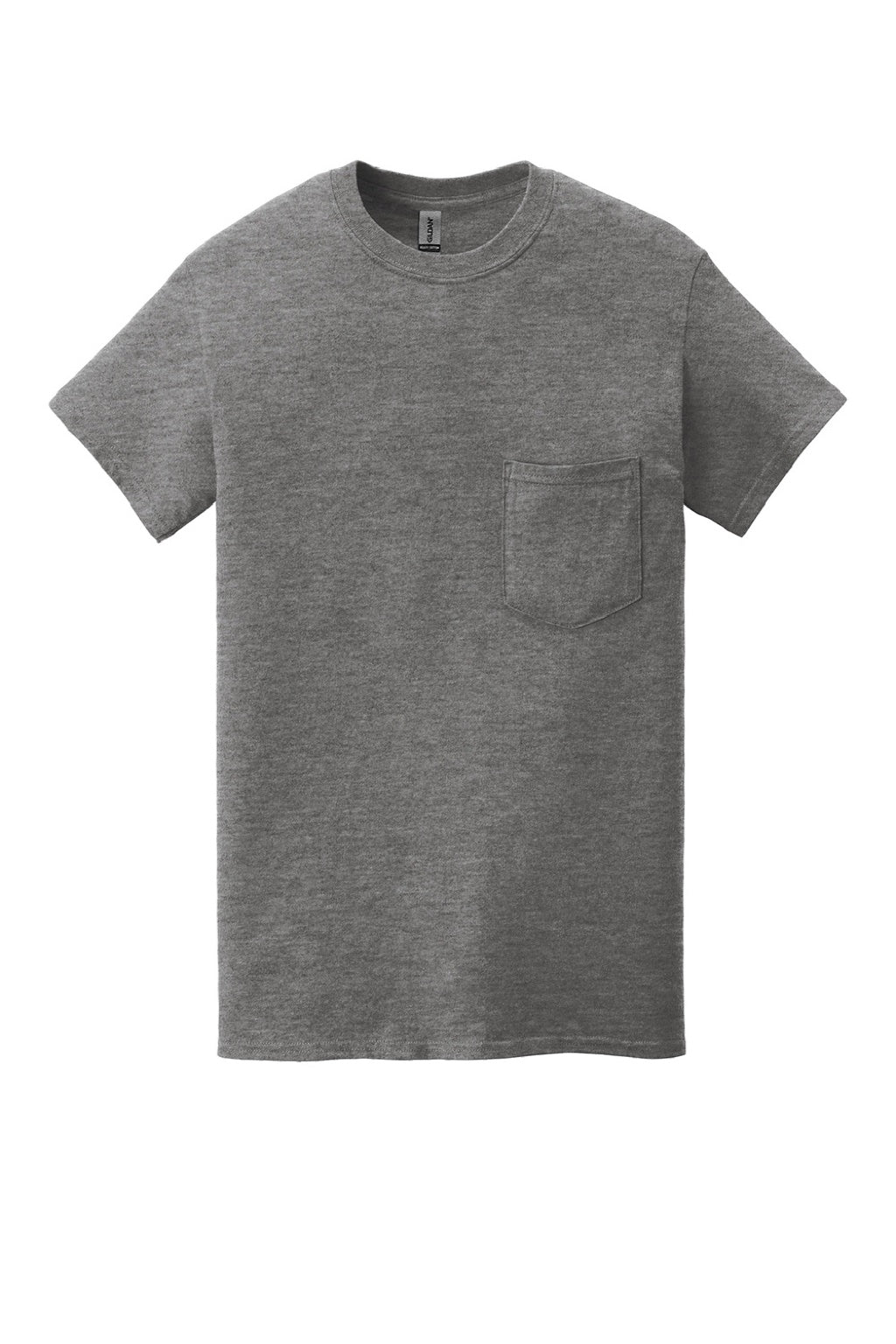 Gildan 5300 Mens Short Sleeve Crewneck T-Shirt w/ Pocket Heather Graphite Grey Flat Front