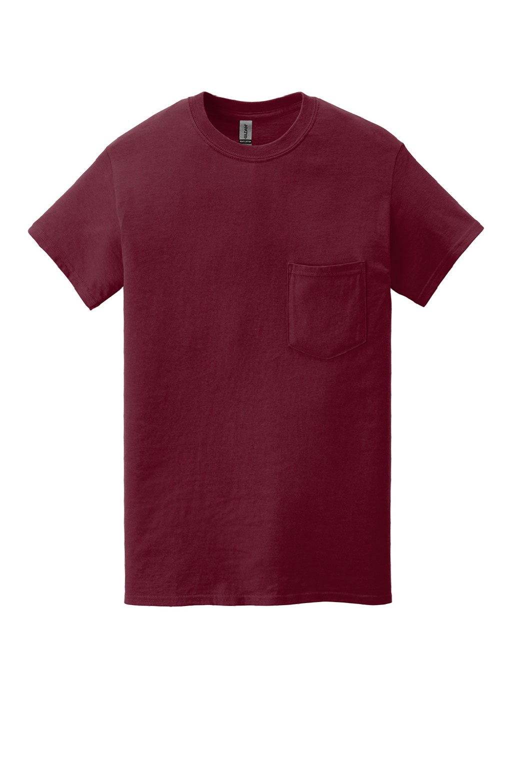 Gildan 5300 Mens Short Sleeve Crewneck T-Shirt w/ Pocket Maroon Flat Front