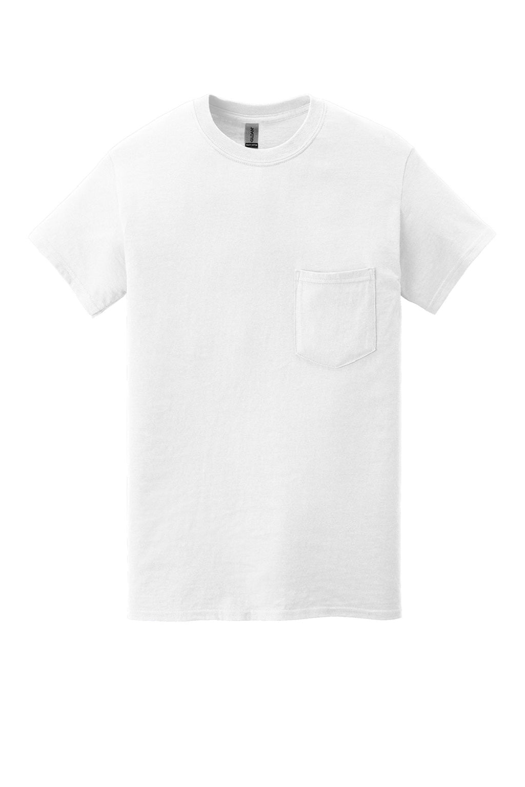 Gildan 5300 Mens Short Sleeve Crewneck T-Shirt w/ Pocket White Flat Front