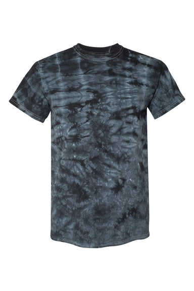 Dyenomite 200CR Mens Crystal Tie Dyed Short Sleeve Crewneck T-Shirt Black Crystal Flat Front