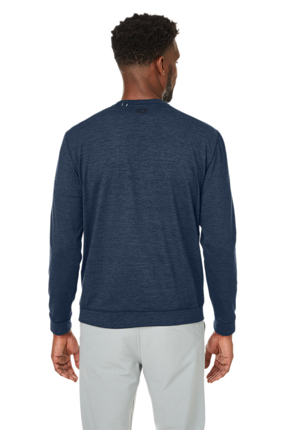 Puma 531279 Mens Cloudspun Moisture Wicking Crewneck Sweatshirt Navy Blue Model Back