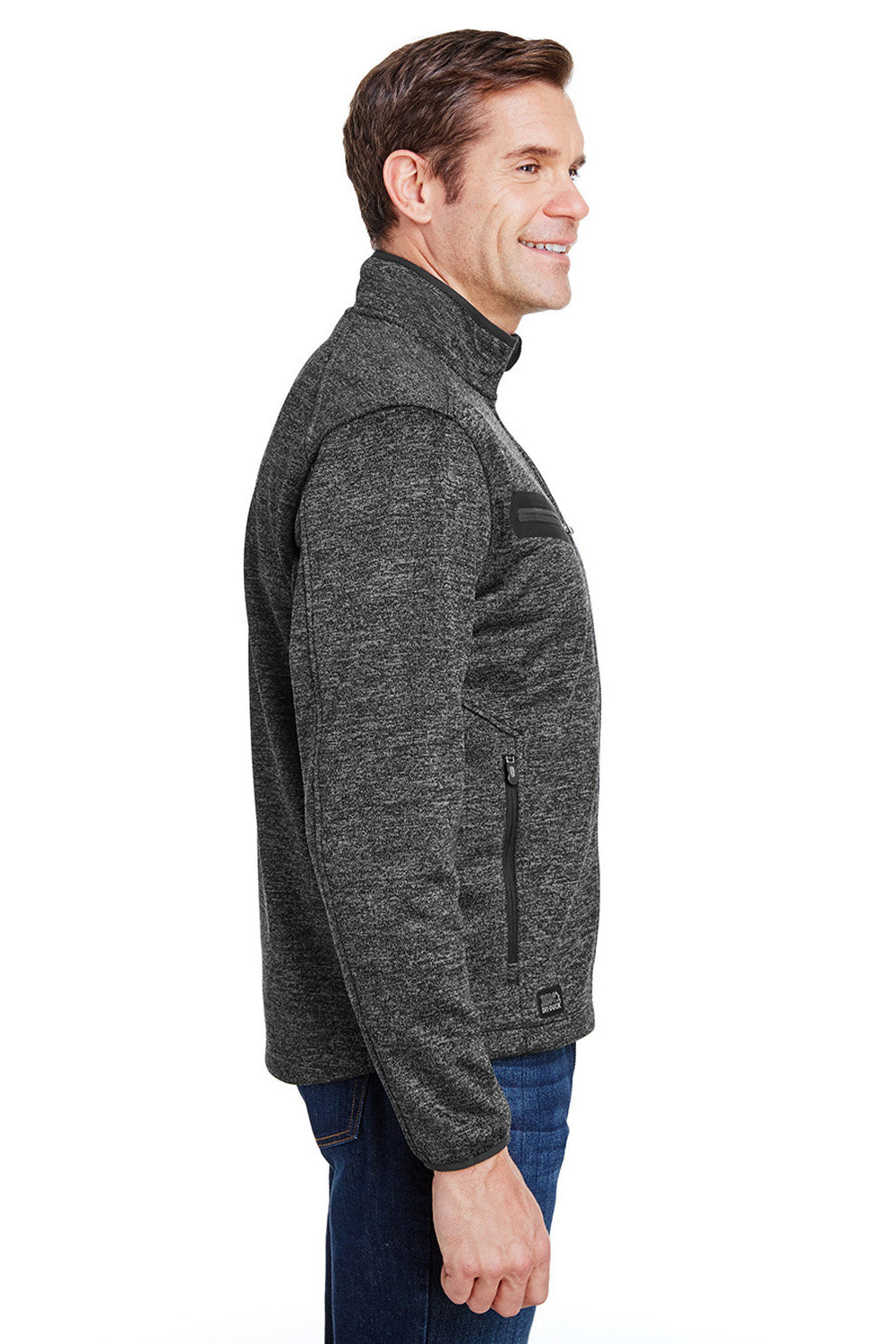 Dri Duck 5316 Mens Atlas Sweater Fleece Full Zip Jacket Charcoal Grey Model Side