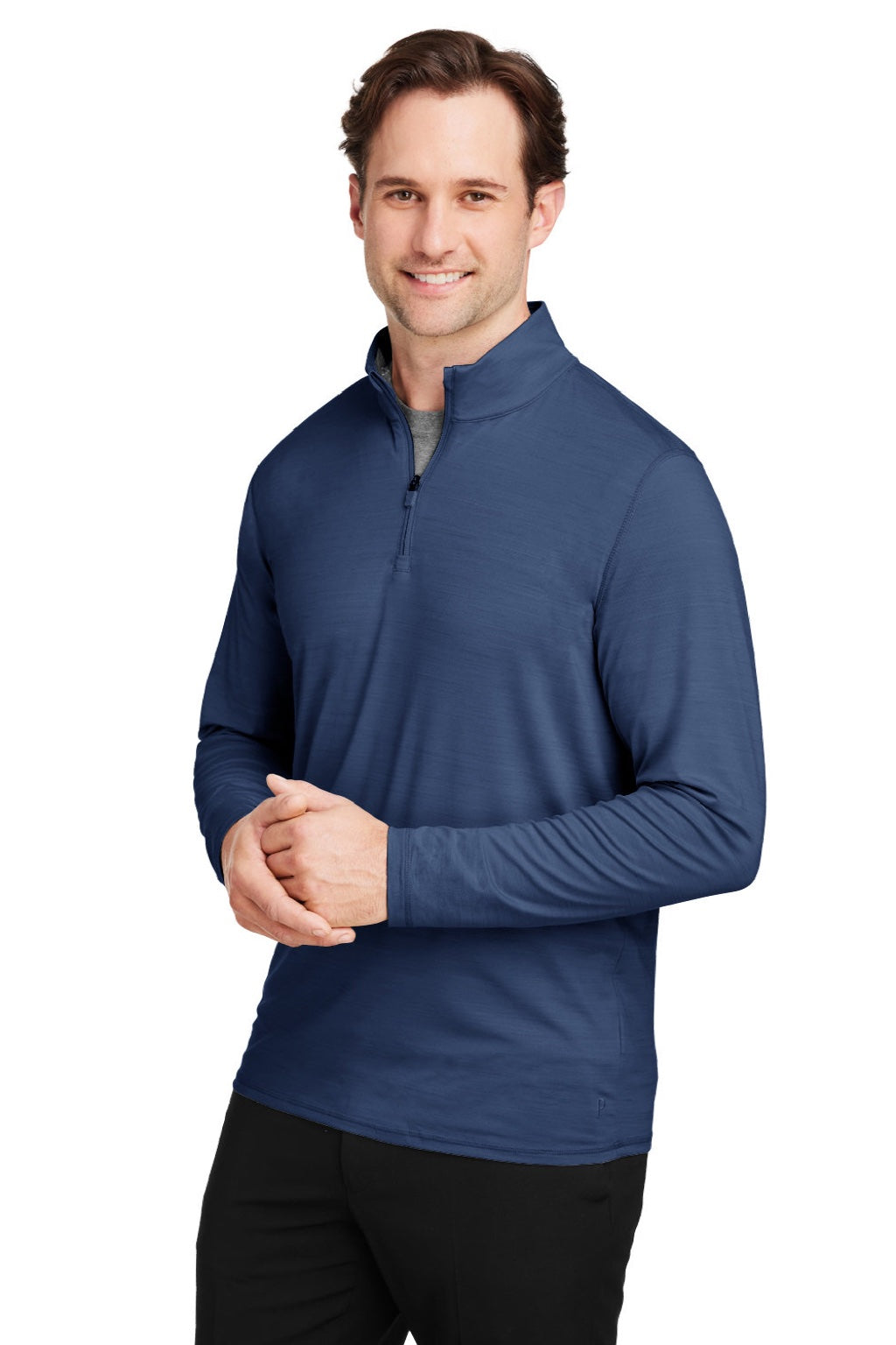 Puma 532016 Mens Cloudspun Moisture Wicking 1/4 Zip Sweatshirt w/ Pocket Heather Navy Blue Model 3q