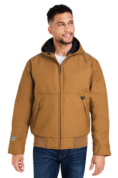 Dri Duck 5328 Mens Rubicon Full Zip Hooded Jacket Saddle Brown Model Front