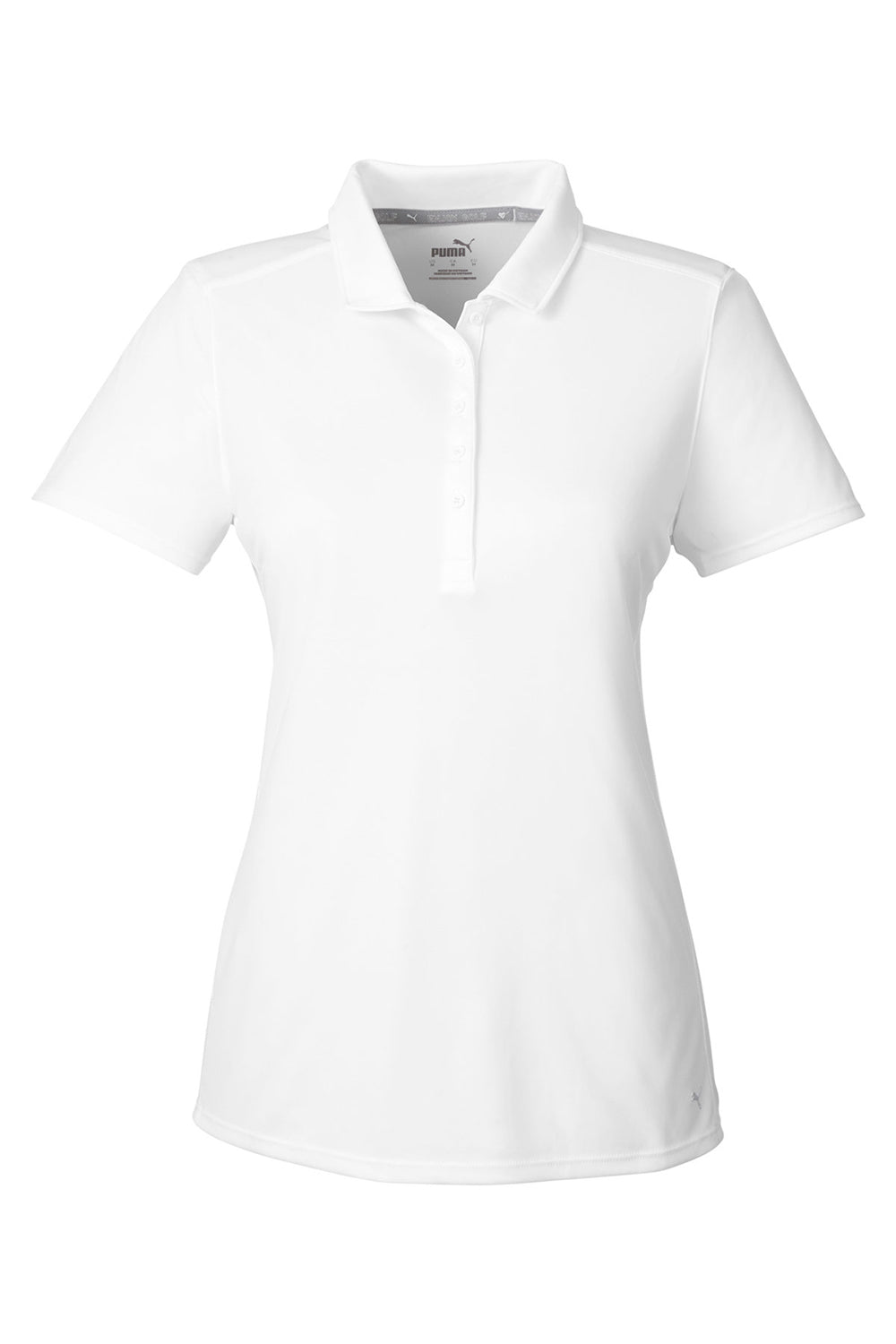 Puma 532989 Womens Gamer Moisture Wicking Short Sleeve Polo Shirt Bright White Flat Front