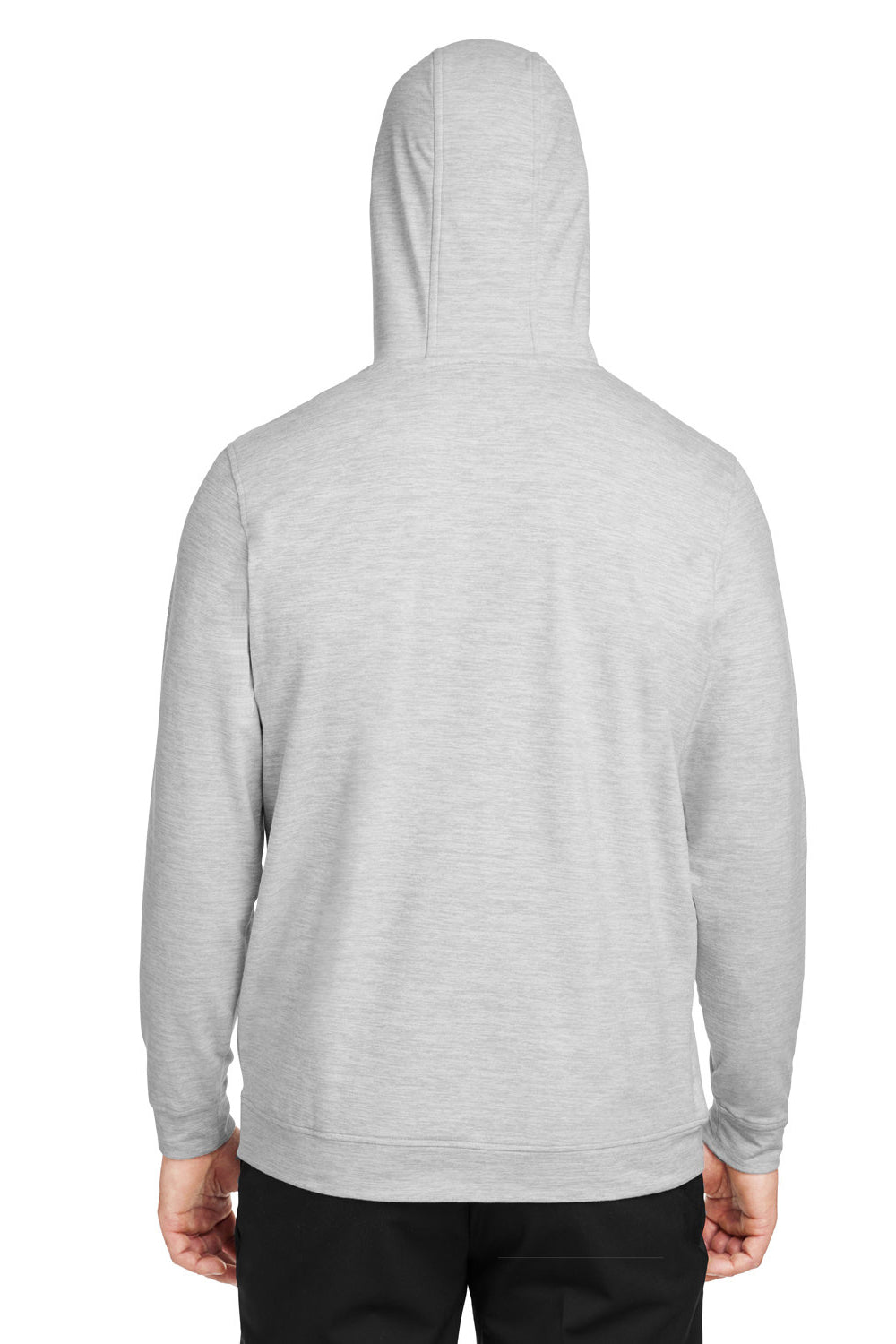 Puma 534527 Mens Cloudspun Moisture Wicking Hooded Sweatshirt Hoodie w/ Pouch Pocket Heather High Rise Grey Model Back
