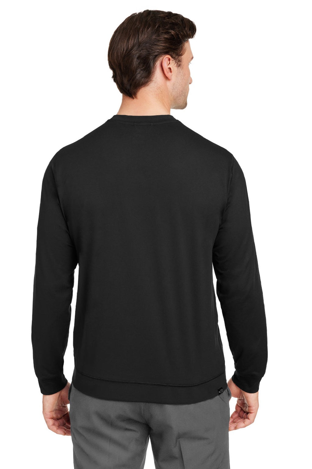 Puma 535500 Mens Cloudspun Moisture Wicking Crewneck Sweatshirt w/ Pocket Black Model Back